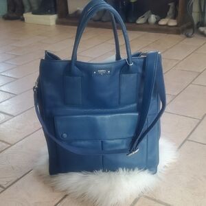 Fossil Structured Tote In Navy